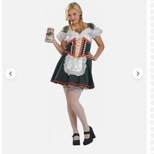 Beer garden girl plus size 14 to 16 NEW Women's Festive Mini Dress Green & White